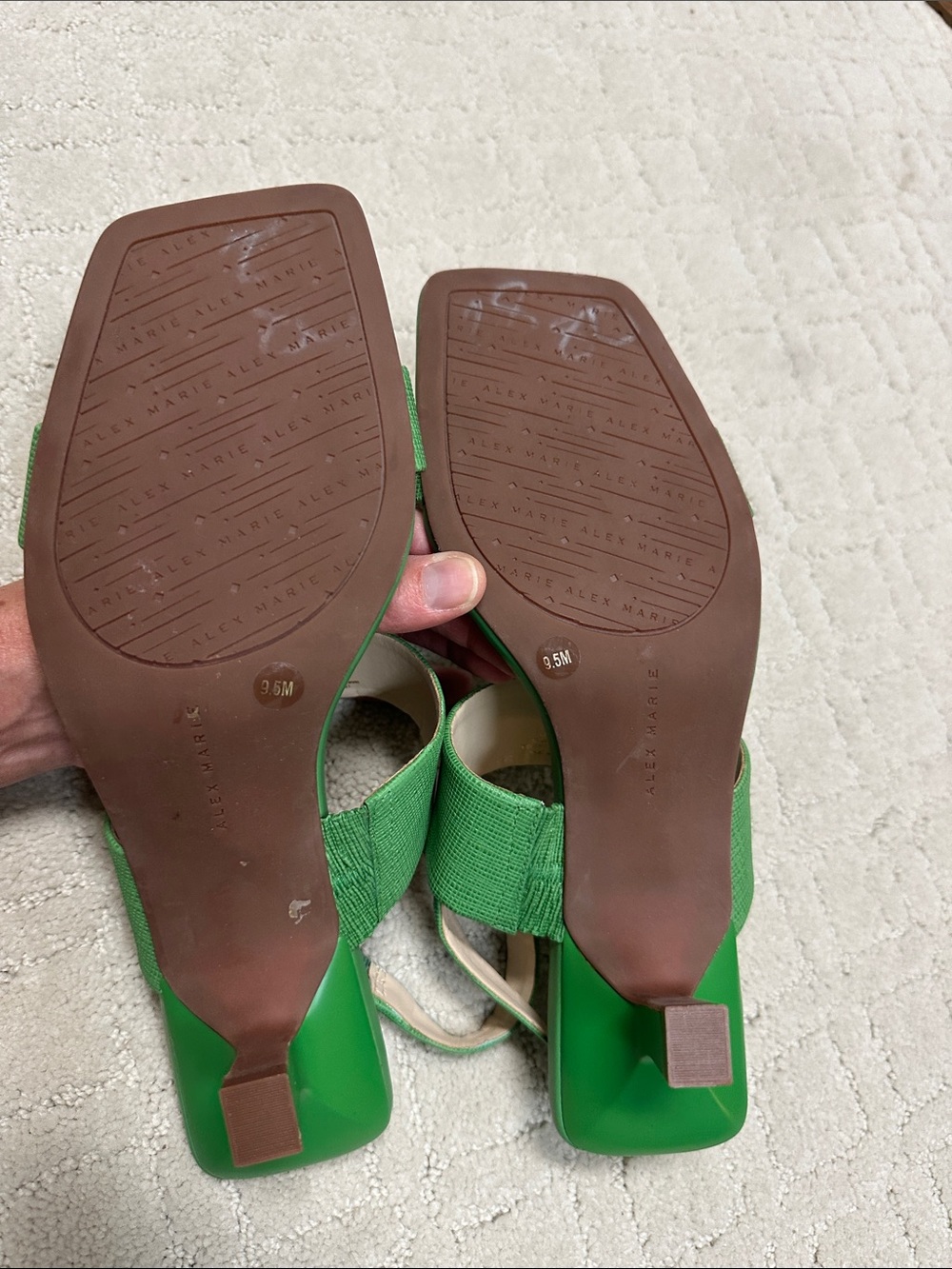 Alex Marie Barbra Bright Green Strappy Block Heel Sandals - Picture 5 of 5
